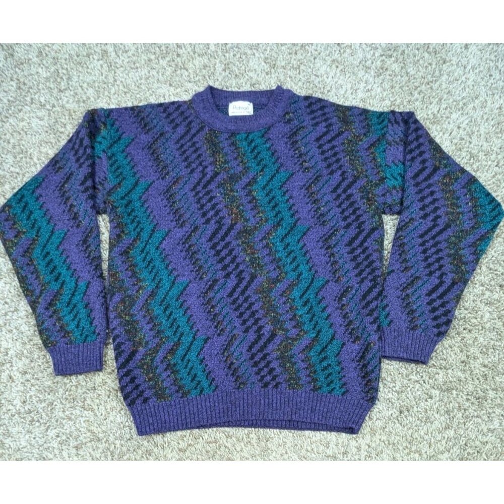 Vintage Protege Sweater Mens Medium Purple Knit 90s Style Purple Rap Hip Hop